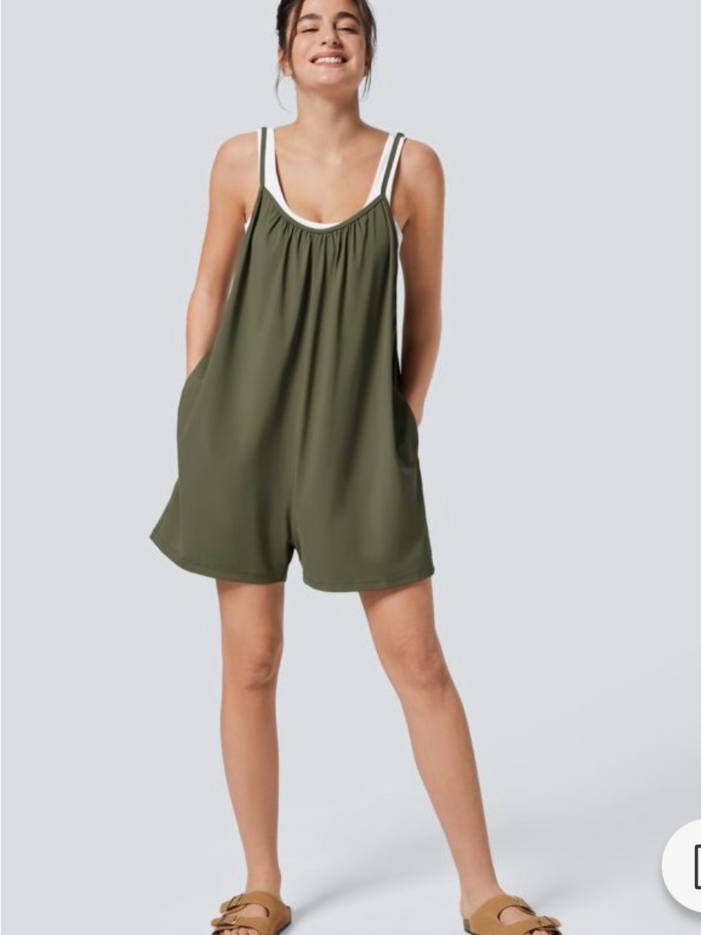 NWOT HALARA Casual Olive Green Romper - Women. SZ XL/16
